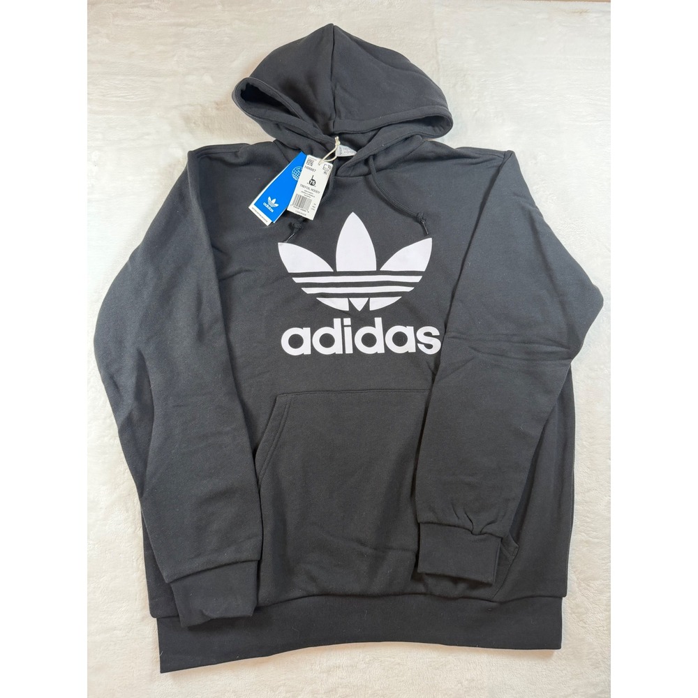 Adidas Originals Mens Trefoil Hoody Black White Logo Sweatshirt H06667 Size L